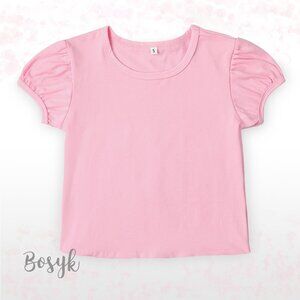 NEW - Tshirt scoop Neck Puff Sleeve- T Shirt Pink -T Shirt Plain-T Shirt